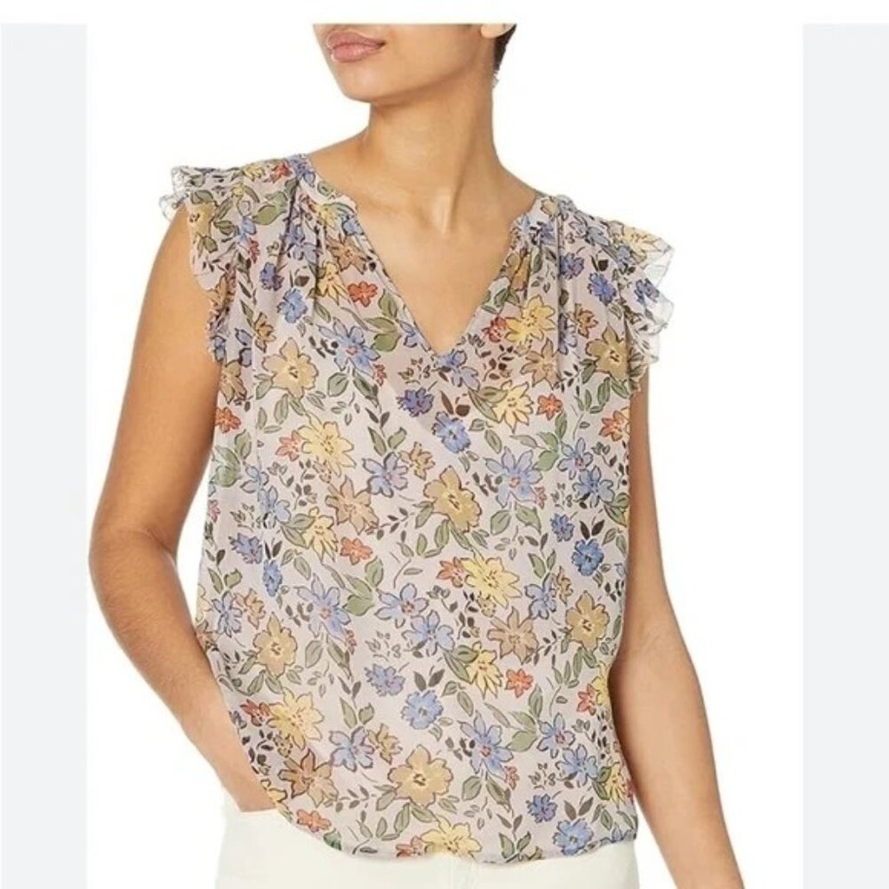 Velvet by Graham & Spencer Floral Blouse with Attached Camisole, Medium
